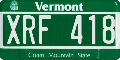 VT license plate XRF418