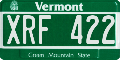 VT license plate XRF422