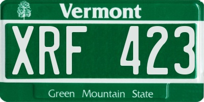 VT license plate XRF423