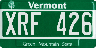 VT license plate XRF426