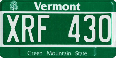 VT license plate XRF430