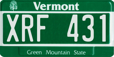 VT license plate XRF431