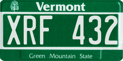 VT license plate XRF432