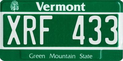 VT license plate XRF433