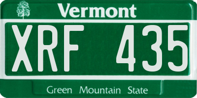 VT license plate XRF435