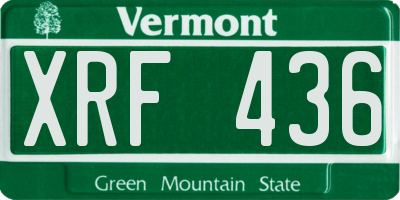 VT license plate XRF436