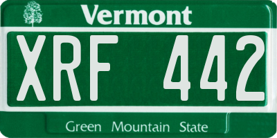 VT license plate XRF442