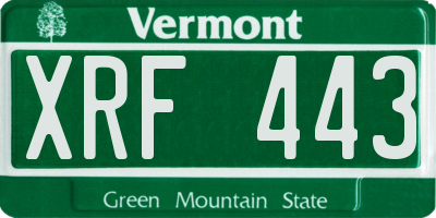 VT license plate XRF443