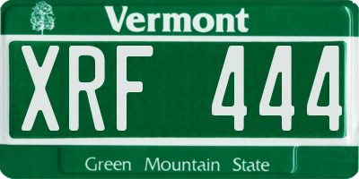 VT license plate XRF444