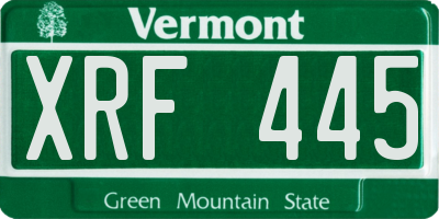 VT license plate XRF445