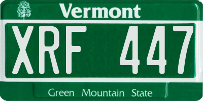 VT license plate XRF447