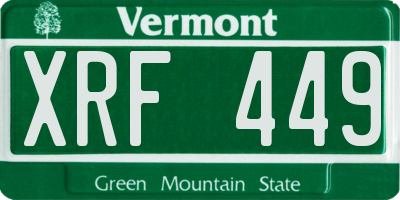 VT license plate XRF449