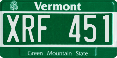 VT license plate XRF451