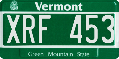 VT license plate XRF453