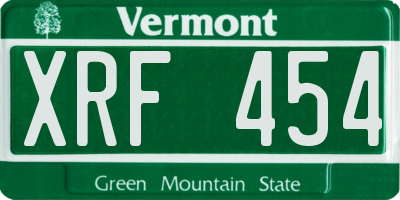VT license plate XRF454