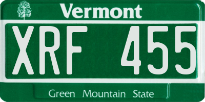VT license plate XRF455