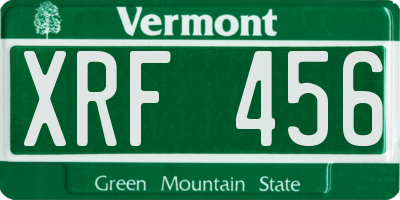 VT license plate XRF456
