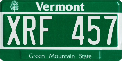 VT license plate XRF457
