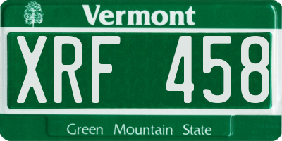 VT license plate XRF458