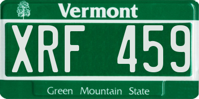VT license plate XRF459
