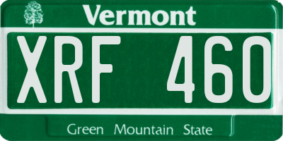 VT license plate XRF460