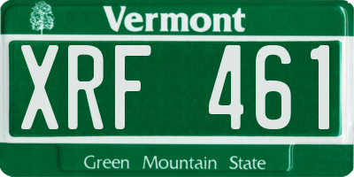 VT license plate XRF461