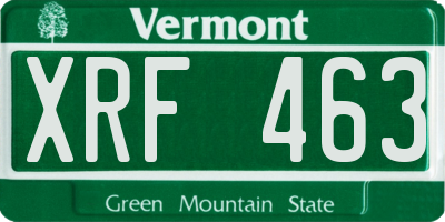 VT license plate XRF463
