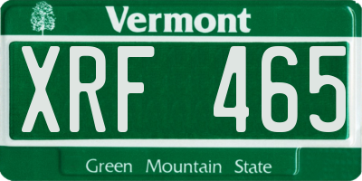 VT license plate XRF465