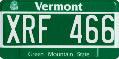 VT license plate XRF466