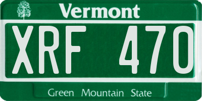 VT license plate XRF470
