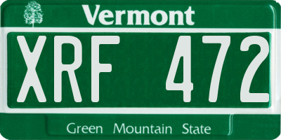 VT license plate XRF472