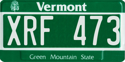 VT license plate XRF473