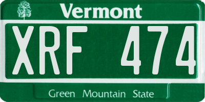 VT license plate XRF474