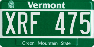 VT license plate XRF475