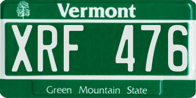 VT license plate XRF476