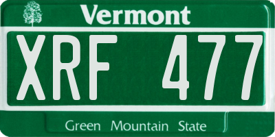 VT license plate XRF477