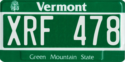 VT license plate XRF478