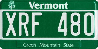 VT license plate XRF480