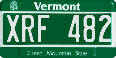 VT license plate XRF482