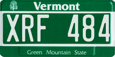 VT license plate XRF484