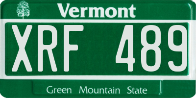 VT license plate XRF489