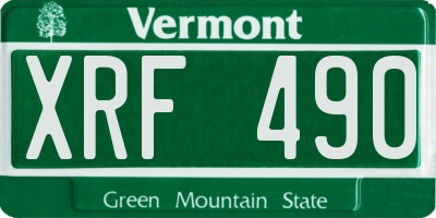 VT license plate XRF490