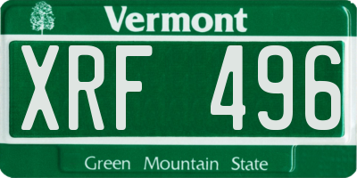 VT license plate XRF496