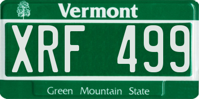 VT license plate XRF499