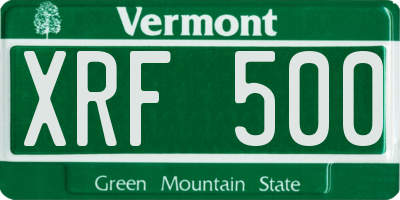 VT license plate XRF500