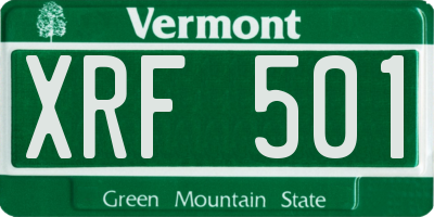 VT license plate XRF501