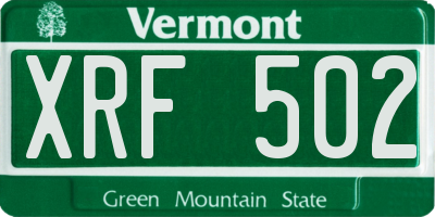 VT license plate XRF502