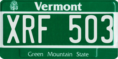 VT license plate XRF503