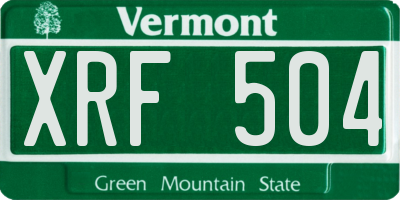 VT license plate XRF504