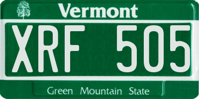 VT license plate XRF505